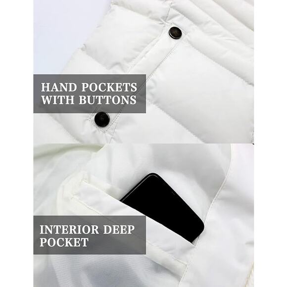 New Szory Down Jacket Women's Size L Long Puffer Parka Coat Removable Fur Hood - Picture 6 of 10